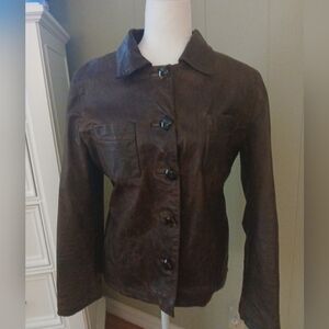 Women's Marc Baxis Brown Leather Jacket Size M.
